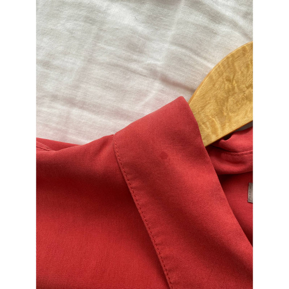 J. Jill 100% Silk Dark Coral Button Down Shirt Large - Picture 9 of 10